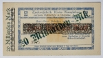 Numismática Alemanha - Cédula do Pós Guerra e Inflacionário. Fez parte de importante coleção europeia.
Vale ressaltar que será apregoada individualmente. Não catalogamos as peças mas aconselhamos para maiores informações Deutsches Notgeld de Anton Geiger, 1918-21 e 1914-15 de Hans Jurg
Grande oportunidade para possibilidade de peças inéditas, raras e belas. Aconselhamos análise apurada!!
2000000 convertida para 20 bilhões de Marcos - Fábrica de Açúcar - Klei Wanzleben - Preciosidade para colecionador avançado 