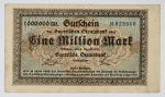 Numismática Alemanha - Cédula do Pós Guerra e Inflacionário. Fez parte de importante coleção europeia.
Vale ressaltar que será apregoada individualmente. Não catalogamos as peças mas aconselhamos para maiores informações Deutsches Notgeld de Anton Geiger, 1918-21 e 1914-15 de Hans Jurg
Grande oportunidade para possibilidade de peças inéditas, raras e belas. Aconselhamos análise apurada!!
1 Milhão de Marcos, 1923 - Bayer