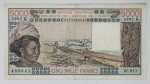 África de L`Ouest - 5000 Francos, 1992 - Oeste Africano, Senegal - Bela peça - Bota cotação