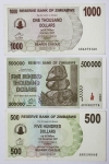 Zimbabwe - 3 peças, incluindo 500.000 Dollars