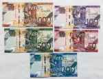 Kenya - Lindo conjunto com 5 peças. 50-100-200-500 e 1000 Shilingi - Elfu Moja - Flor de estampa - 2019