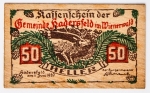 Numismática Áustria - Notgeld de madeira, 1920 - Raridade - Cédula do período inflacionário - Notgelds de Madeira foram criadas em regiões com abundância dessa material, combinando economia e divulgação da cultura local com designs colecionáveis até os dias de hoje. Oportunidade! - 50 Heller, 1920