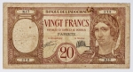 Tahiti - Papeete - 20 Francos, 1928 - P12a - Raríssima - Alta cotação 