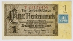 Numismática Alemanha - 1 Rentenmark, 1937 - Com selo 1-1948, revalidando a cédula no pós guerra - Rara