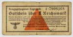Alemanha - 1 Reichsmark, 2ª Guerra - Para circular em campos de prisioneiros - Peça rara - Item não promove ou glorifica violência ou intolerância racial. Está à venda apenas para fins de preservação da memória histórica. Organização do leilão não faz apologia a quaisquer movimentos políticos ou ideológicos, e repudia qualquer ideologia de cunho racista.
