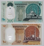 Egito - 2 cédulas em polímero - 10 e 20 Pounds
