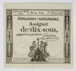 França - Domaines Nationaux - Assignat de Dix Sous, 1793 - Irretocável estado de conservação - Flor de estampa