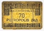 Numismática Brasil - Ficha Banco do Brasil - Petrópolis, RJ - 52x36mm - Latão 19,5g