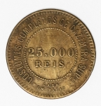 Numismática Brasil - Ficha de 25.000 Réis - Roupas de Cazimira - Rua Direita Nº 46 - São Paulo, Brasil - Ao Bon Diable - 23mm - Linda peça