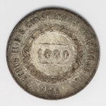 Numismática Brasil - 3º Sistema monetário - 1000 Réis - 2º tipo - Retirada de coleção - Prata - 1865