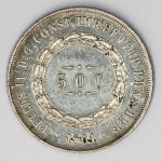 Numismática Brasil - 3º Sistema monetário - 2º tipo - Proveniente de coleção - 500 Réis - Prata - 1861