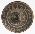 Numismática Brasil - XL Réis - Com carimbo de escudete, 1757