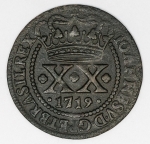 Numismática Brasil - XX Réis, 1719 - Data entre pontos, magnífico estado