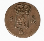 Numismática Índias Holandesas - Duit, 1808 5-1/16 G - Magnífico exemplar