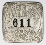 Numismática Brasil - Ficha da Coletoria Estadual de Minas Gerais - Juiz de fora - 41x41mm - 2ª Coletoria