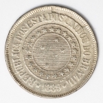 Numismática Brasil - 200 Réis, 1889 - Cunho rachado, letras ligadas