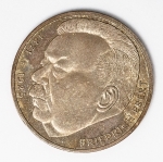 Numismática Alemanha - 5 Marcos, 1975 J, prata - Pertenceu à coleção J. Vinicius.