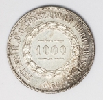 Numismática Brasil - 1000 Réis. 1860, prata