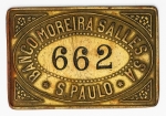 Numismática Brasil - Ficha de Banco Moreira Salles - São Paulo, Nº 662 - 55x37mm - 28,3g - Pertenceu a coleção J. Vinicius