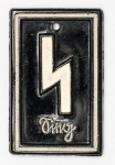 Militaria Alemanha - II Guerra - O partido nazista promoveu uma grande arrecadação de fundos antes e durante a guerra com a venda de pins, pendentes, tinnies, badges e etc - Todos colecionáveis para incentivar a compra constante. Adquirimos em Ciney, Bélgica, feira de militaria, uma grande coleção desses itens, todos originais, muitos catalogados no livro Donation Badges, Pins & Pendants of the Third Reich de Joseph Cassidy & Christopher Alexander. Oportunidade para colecionador avançado 
Item não promove ou glorifica violência ou intolerância racial. Está à venda apenas para fins de preservação da memória histórica. Organização do leilão não faz apologia a quaisquer movimentos políticos ou ideológicos, e repudia qualquer ideologia de cunho racista. Sieg-Vitoria - DJH, 40-6 - 33x20mm - Runas - Pág 17