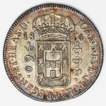 Numismática Brasil - 960 Réis, 1810 B Bahia - Peça totalmente caipira, esteve guardada por dezenas de anos. Pátina belíssima - Aguardando por ser classificada.
1814 B Bahia