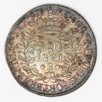 Numismática Brasil - 960 Réis, 1810 B Bahia - Peça totalmente caipira, esteve guardada por dezenas de anos. Pátina belíssima - Aguardando por ser classificada.
1821 R