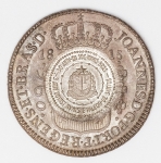 Numismática Brasil - 960 Réis, 1815 B Bahia com carimbo 30 anos da Sociedade Numismática Brasileira - Magnífico exemplar - IV centenário da cidade de São Paulo