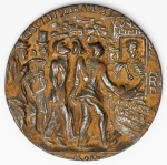Numismática Alemanha - Medalha do Navio Lusitânia - 5 de maio 1915 - A data correta seria 7 de maio . No anverso está a imagem da morte vendendo as passagens e no reverso a imagem do naufrágio - 5,6cm e 66,3g - Liga de ferro