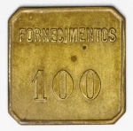 Numismática Ficha de Fornecimentos - 100 da Estrada de Ferro do Paraná - 23x23mm - 3,8g