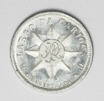 Numismática Brasil - Ficha particular, pág 320, catálogo Barros - Largo da Carioca, nº6 - Alúminio, flor de cunho - Raríssima no estado