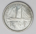 Numismática Saint Pierre e Miquelon - 1 Franco - KM 1 - Magnífica! BU +