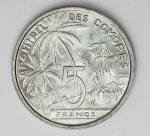 Numismática Comores - 5 Francos, 1964 - KM 6 - Magnífica