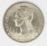 Numismática Ilhas Reunião - 50 Francos, 1962 - KM 12 - Niquel - 24mm