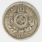 Numismática Brasil - 100 Réis, 1880 - Muito rara