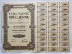 Escripofilia - Vertente da numismática com crescimento contínuo, por sua beleza ou na busca de possível resgate. Exemplar relacionado com o Brasil. Companhia Brasileira, 1925 - Completa