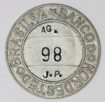 Colecionismo - Ficha Banco do Nordeste do Brasil - Ag. J.P.  Numero 98 - 40mm - Aluminio - muito bom estado