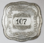 Colecionismo - Ficha do Banco do Commercio - Industria de São - Bordas irregulares - Ag. Botucatu - 45 mm - Aluminio