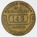 Colecionismo - Ficha Banco Comercial do Estado De  São Paulo S/A - Agência Urbana N1 - Rua 24 de Maio 261 - Número 143 - Metal - 45mm