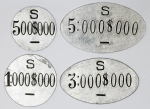 Colecionismo - set completo de 4 Fichas Automóvel Clube do Brasil - 500 / 1000 / 3000 / 5000 - Ovaes - Aço