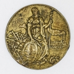 Colecionismo - Numismática -  Ficha ou token de 100 réis - RS 12 01 -  emitida por Pinto Ferrando & Cia, uma empresa localizada em Livramento, Brasil.