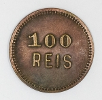 Colecionismo - Numismática - Ficha 100 Reis - João Gomes Ornellas - Catalogada ND124.05 - 21mm