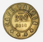 Colecionismo - Numismatica - Ficha 200 Reis - Café Pátria - Catalogada ND26.01 - 28 mm