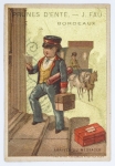 Colecionismo - Cartão rígido - Menino vestido de médico - `Prunes D´ente - J.Fau - Bordeaux - França - 92 x 63 mm