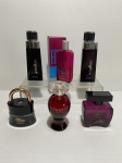 Lote com 3 frascos vazios de perfumes nacionais .