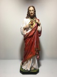 Antiga escultura de Jesus Cristo de estuque policromado com ricos detalhes. Dimensões: 43 cm altura.