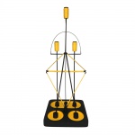 Escultura abstrata feita de madeira nas cores amarelo e preto com belos acabamentos. Obra única, assinado HDG no fundo. Dimensões: 50 cm x 20 cm x 20 cm.