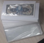 100 PLÁSTICOS C/ CARTOLINA BRANCA PARA ARMAZENAR CÉDULAS - FOTO ILUSTRATIVA