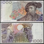 DIFICIL - SUÉCIA - CEDULA DE 1000 KRONOR DO ANO 12-11 - 1985 HOMENAGEM A GUSTAV VASA - CEDULA BÉLISS