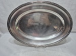 Travessa oval rasa grande em prata 90 Wolff, modelo X.Medindo 43cm x 30cm.