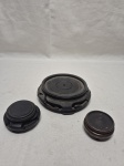 Lote de 3 peanhas em madeira. Medindo a maior 8,5cm de diâmetro interno x 12cm de diâmetro externo.
